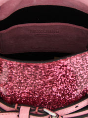 Moschino Pink Glitter Leather Small Handbag
