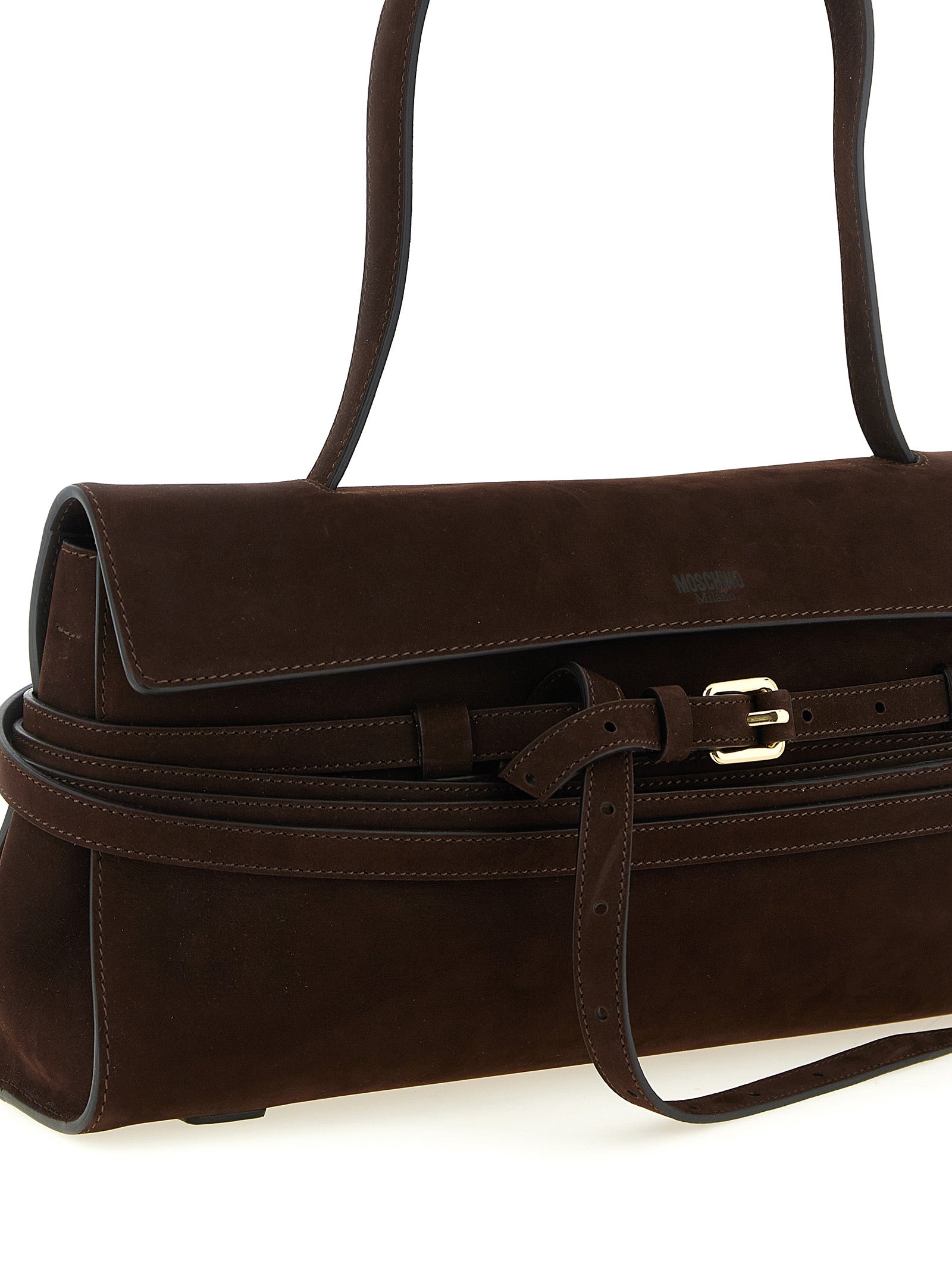 Moschino Dark Brown Calfskin Shoulder Bag