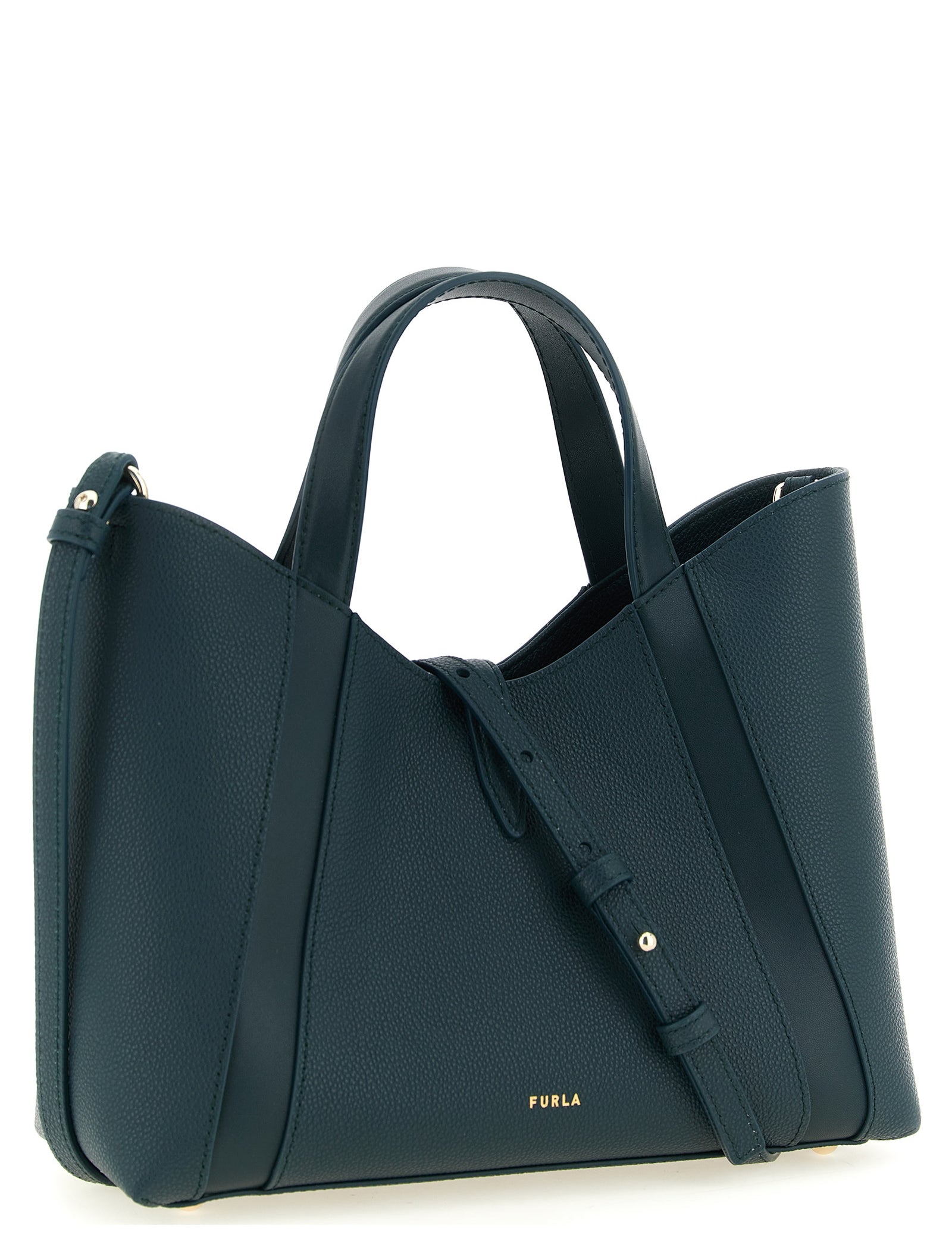 Furla Deep Teal Calfskin Tote Bag