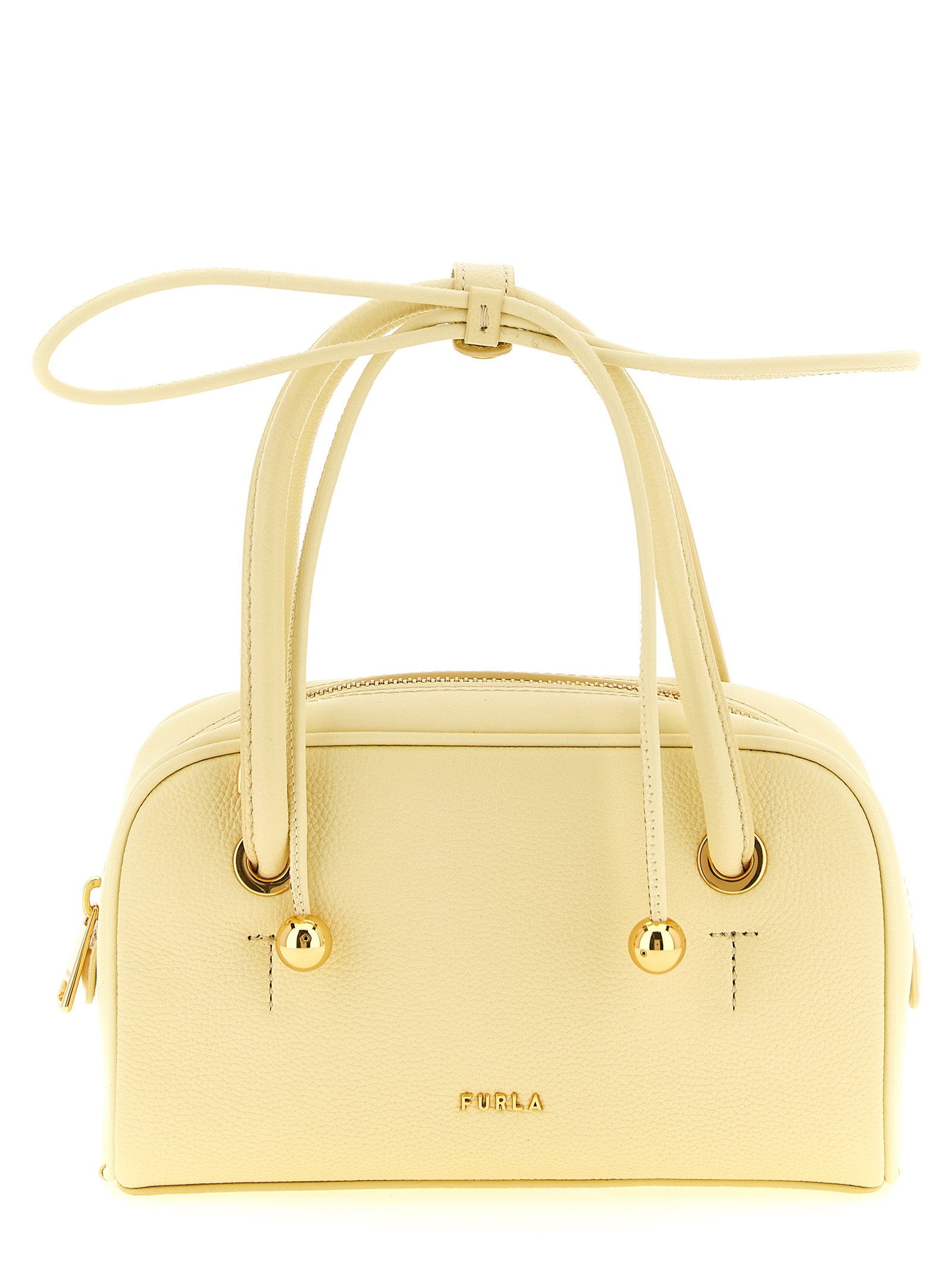 Furla Pastel Yellow Calfskin Mini Handbag