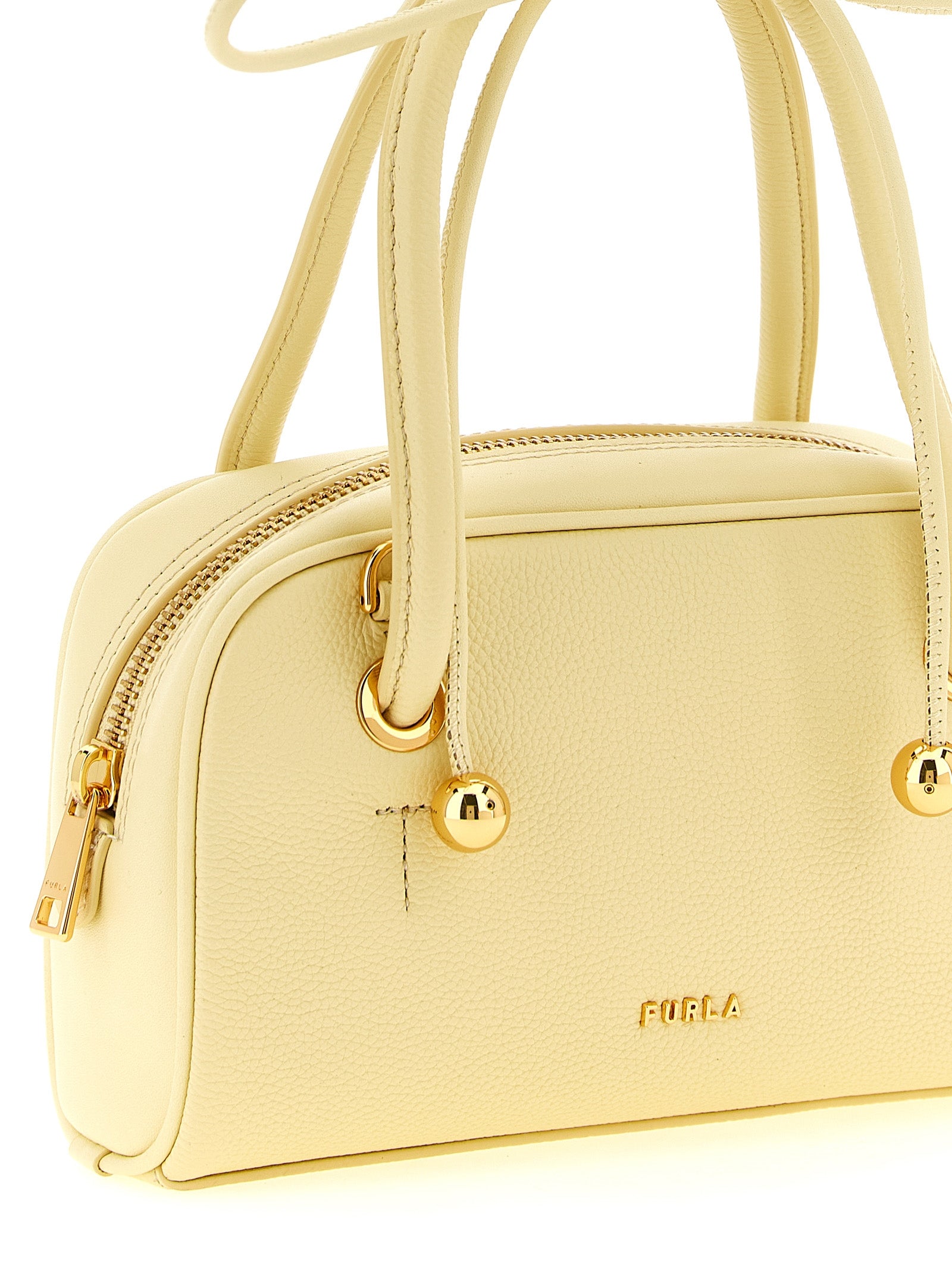 Furla Pastel Yellow Calfskin Mini Handbag