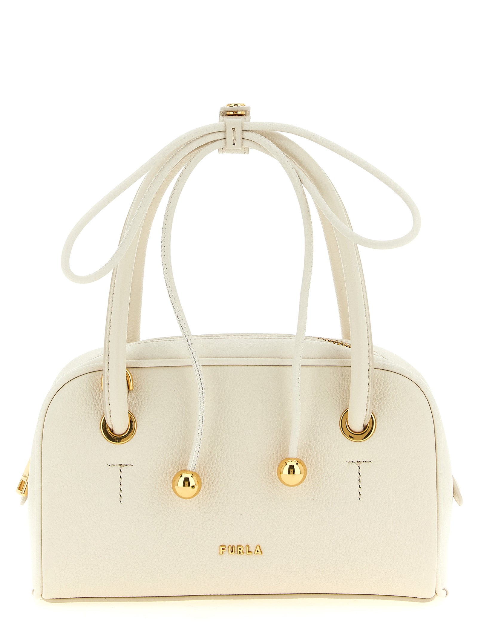 Furla Cream White Calfskin Handbag