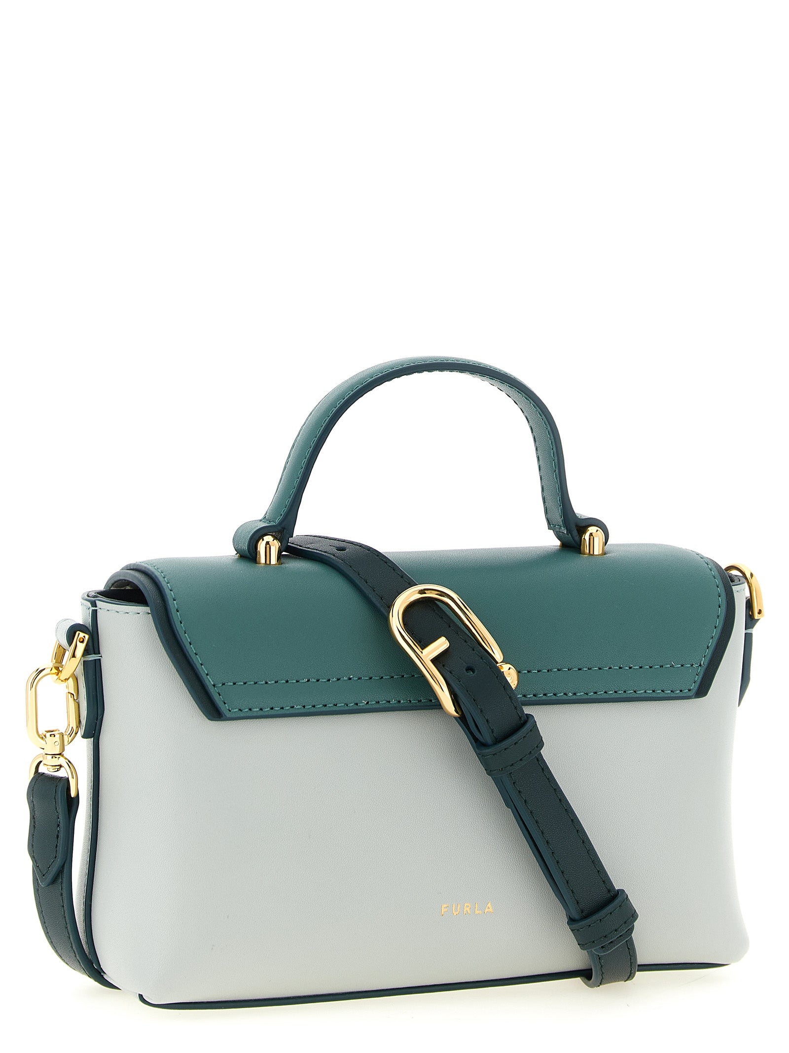 Furla Green Bicolor Calfskin Mignon Handbag