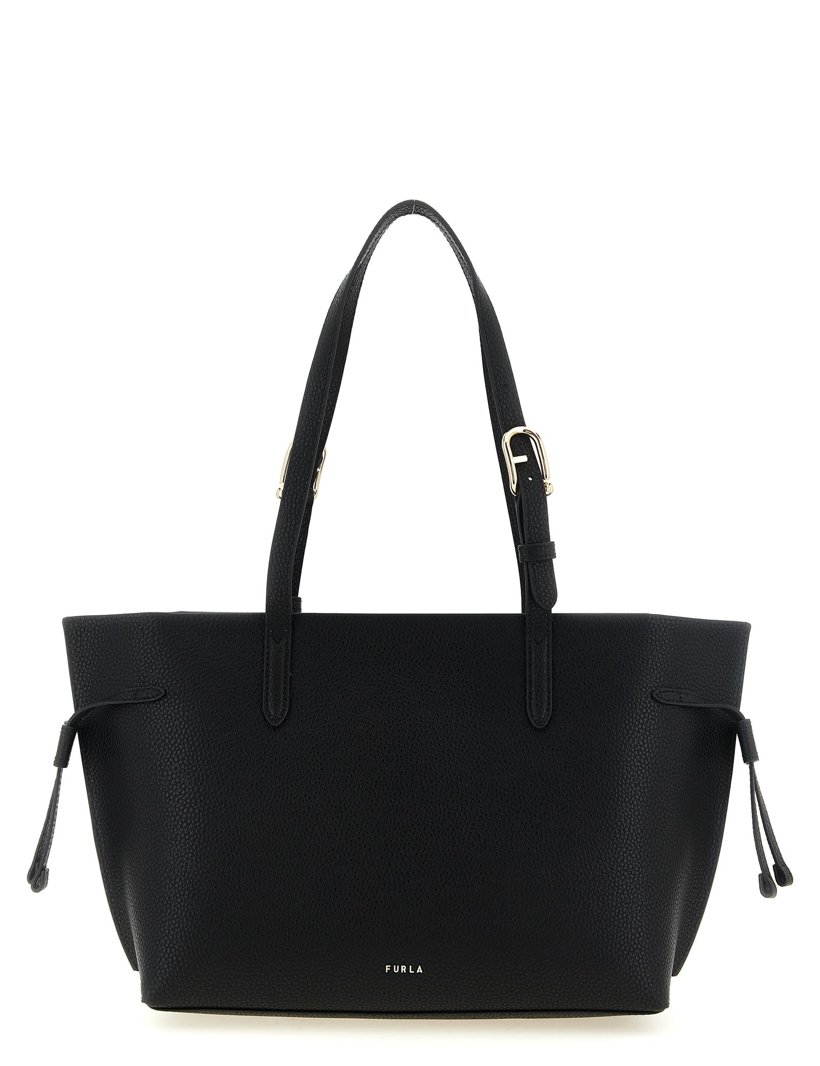 Furla Black Hammered Calfskin Tote Bag