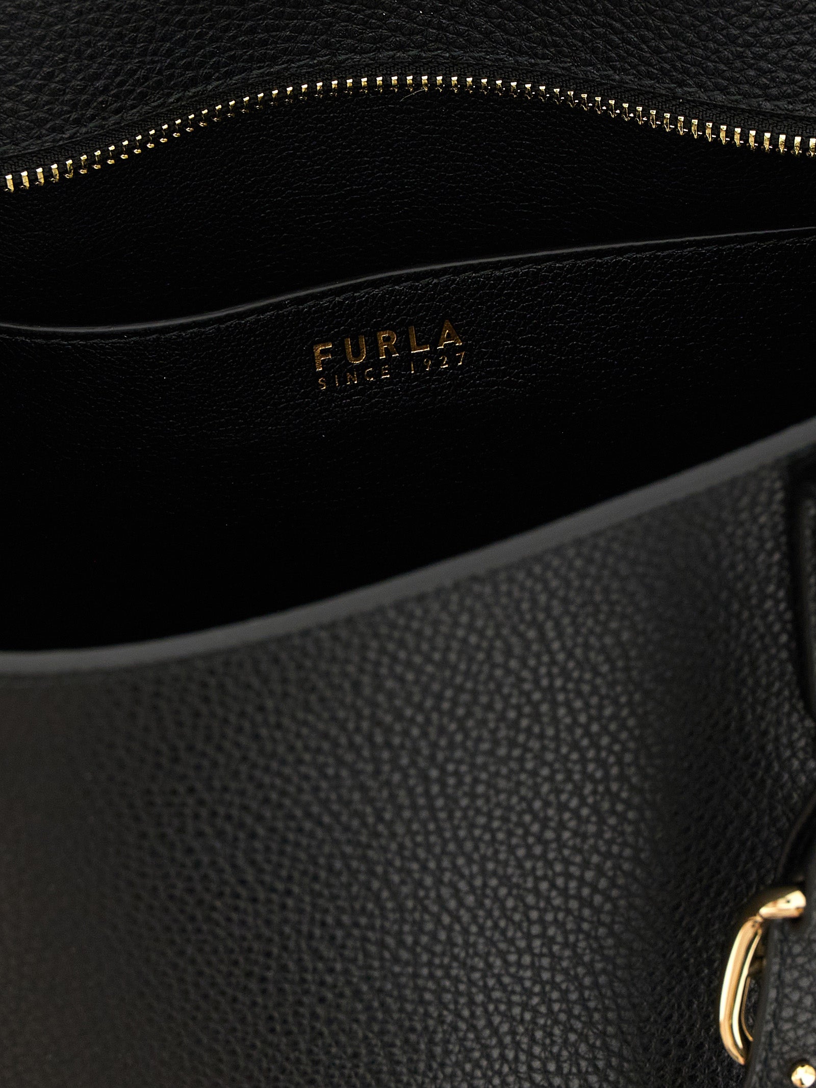 Furla Black Hammered Calfskin Tote Bag