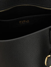 Furla Black Hammered Calfskin Tote Bag