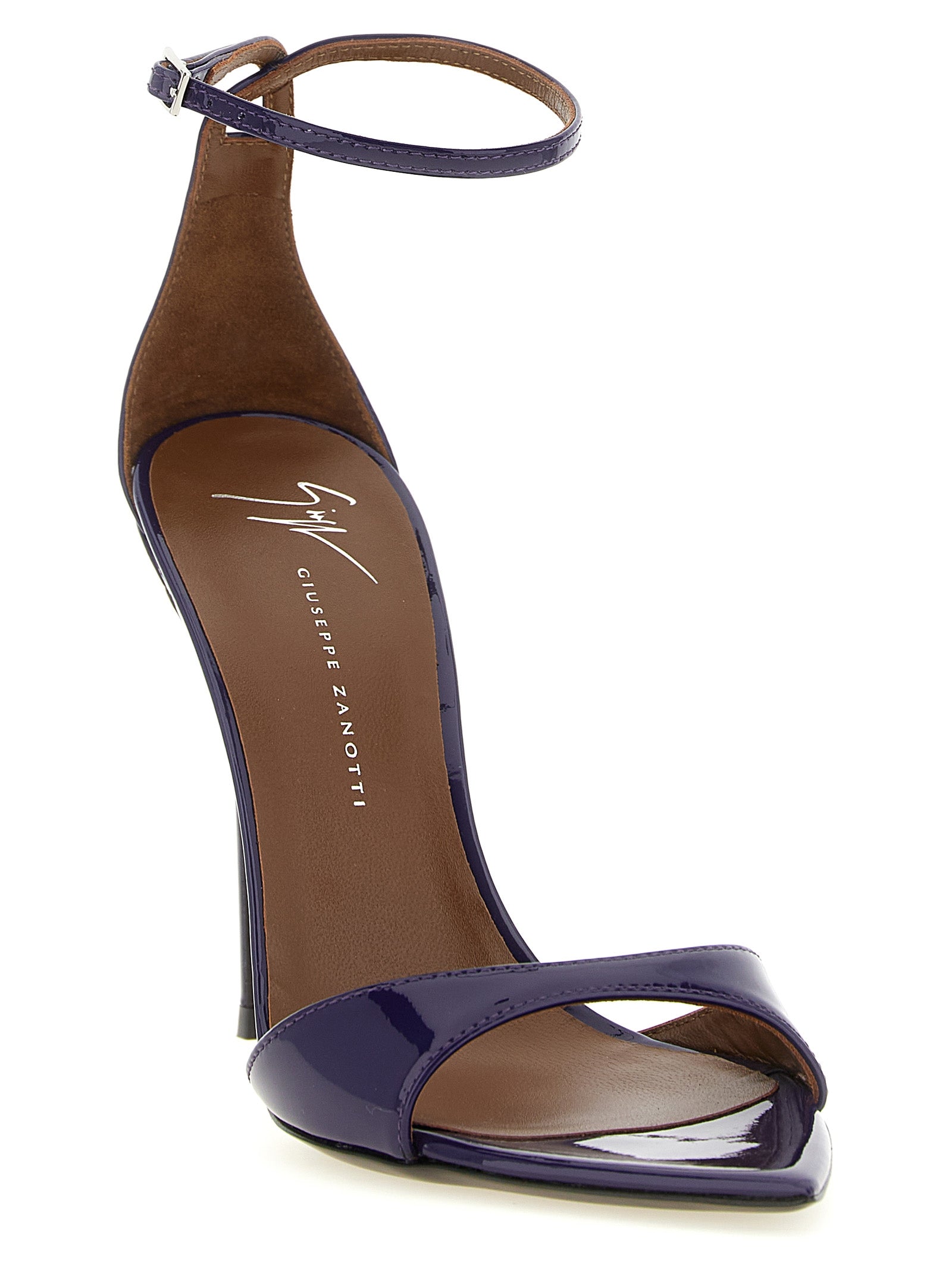 Giuseppe Zanotti Purple Patent Calfskin Stiletto Heel Sandals