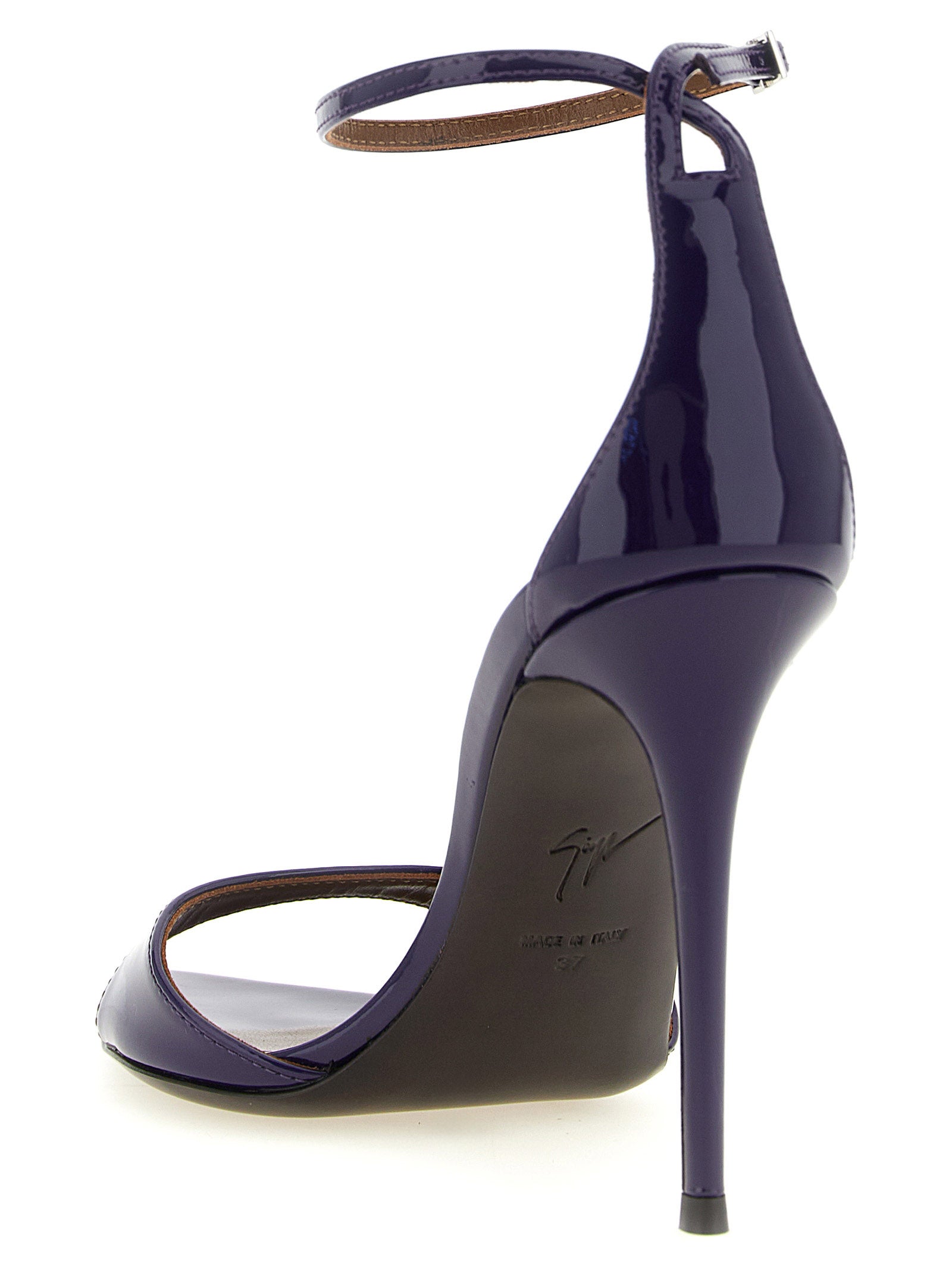 Giuseppe Zanotti Purple Patent Calfskin Stiletto Heel Sandals