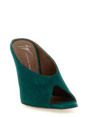 Giuseppe Zanotti Emerald Green Suede Stiletto Heel Sandals