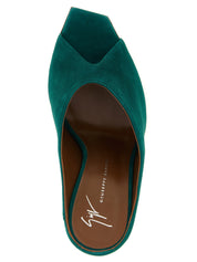 Giuseppe Zanotti Emerald Green Suede Stiletto Heel Sandals
