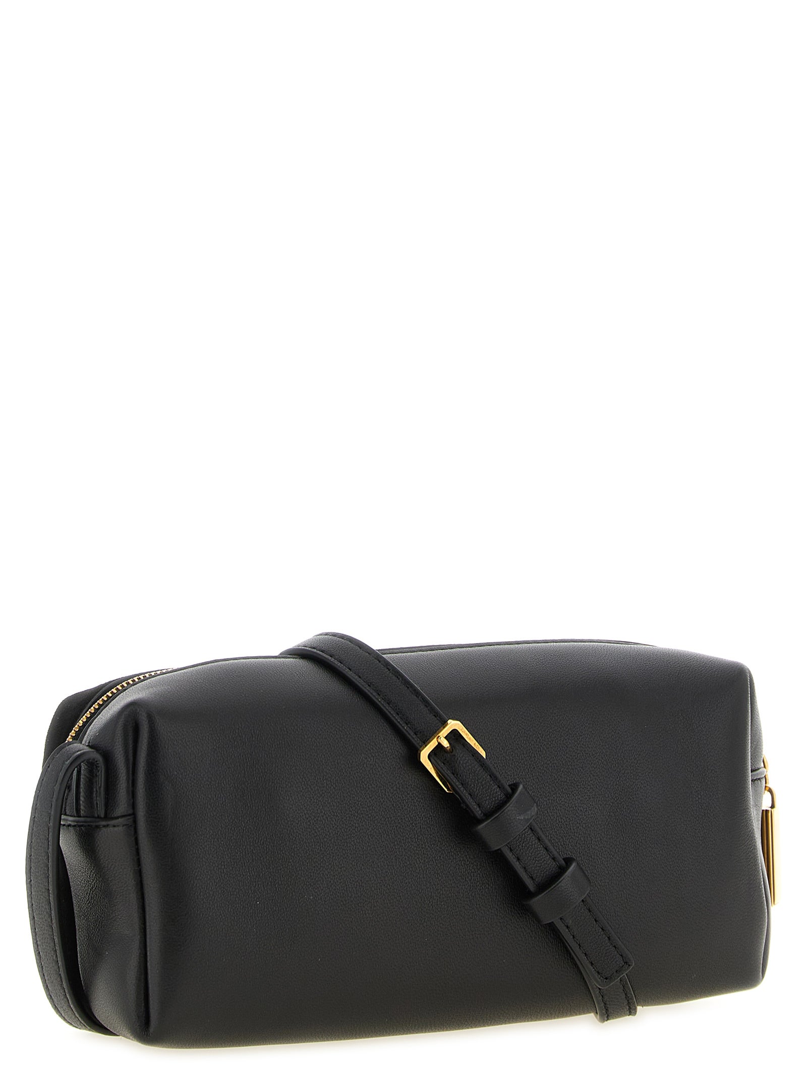 Khaite Black Calfskin and Suede Mini Crossbody Bag