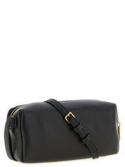 Khaite Black Calfskin and Suede Mini Crossbody Bag