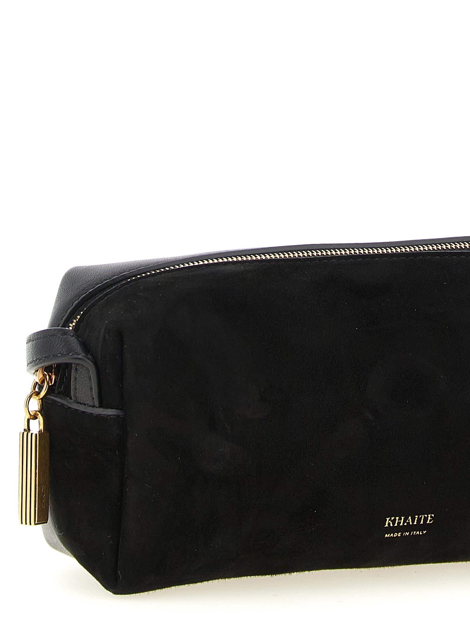 Khaite Black Calfskin and Suede Mini Crossbody Bag