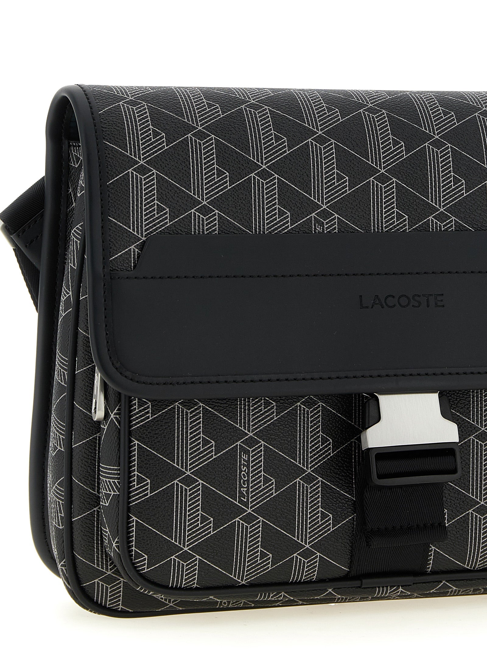 Lacoste Black Coated Material Crossbody Bag