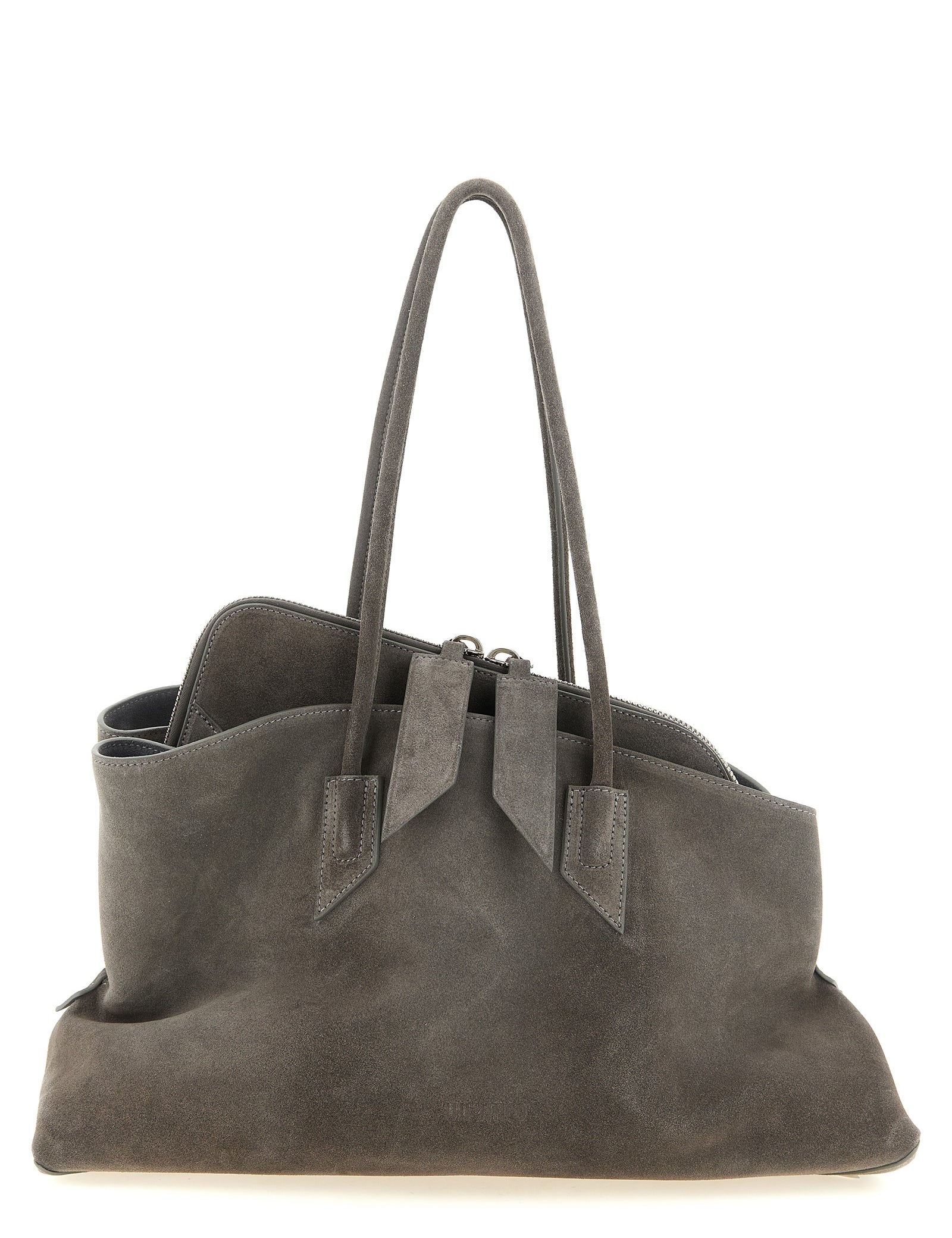 The Attico Dark Gray Suede Shoulder Bag