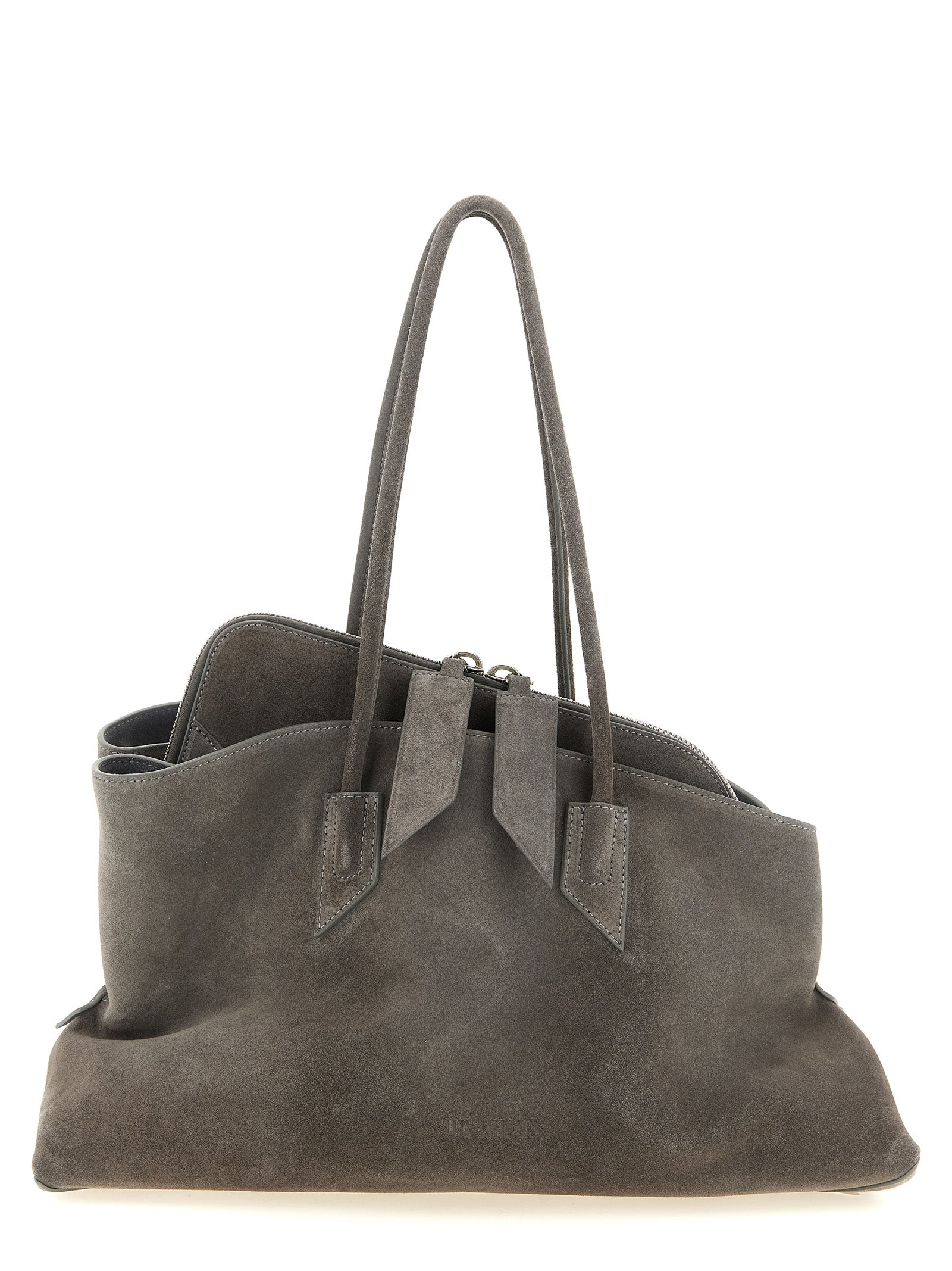The Attico Dark Gray Suede Shoulder Bag
