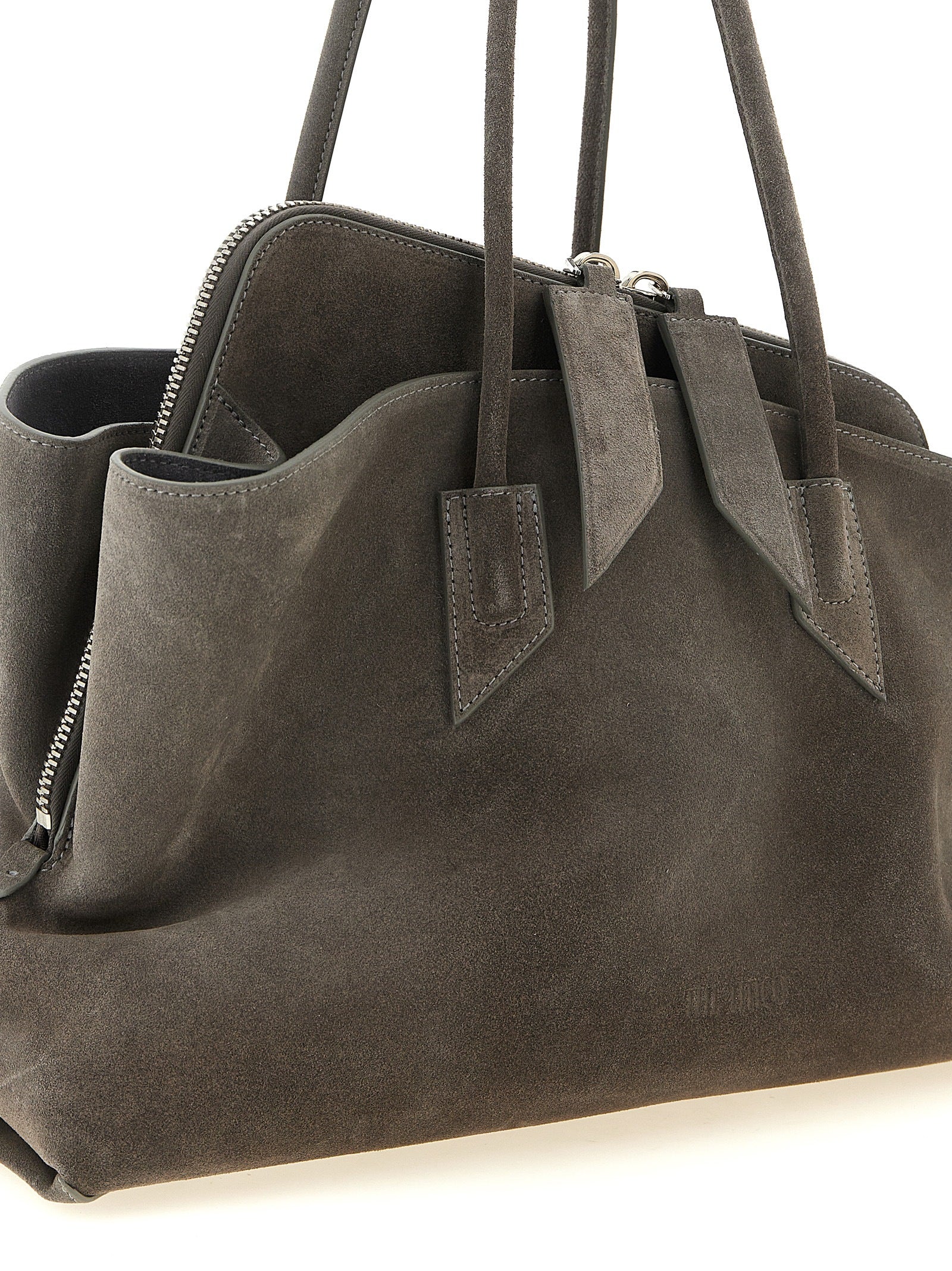 The Attico Dark Gray Suede Shoulder Bag