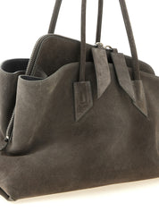 The Attico Dark Gray Suede Shoulder Bag