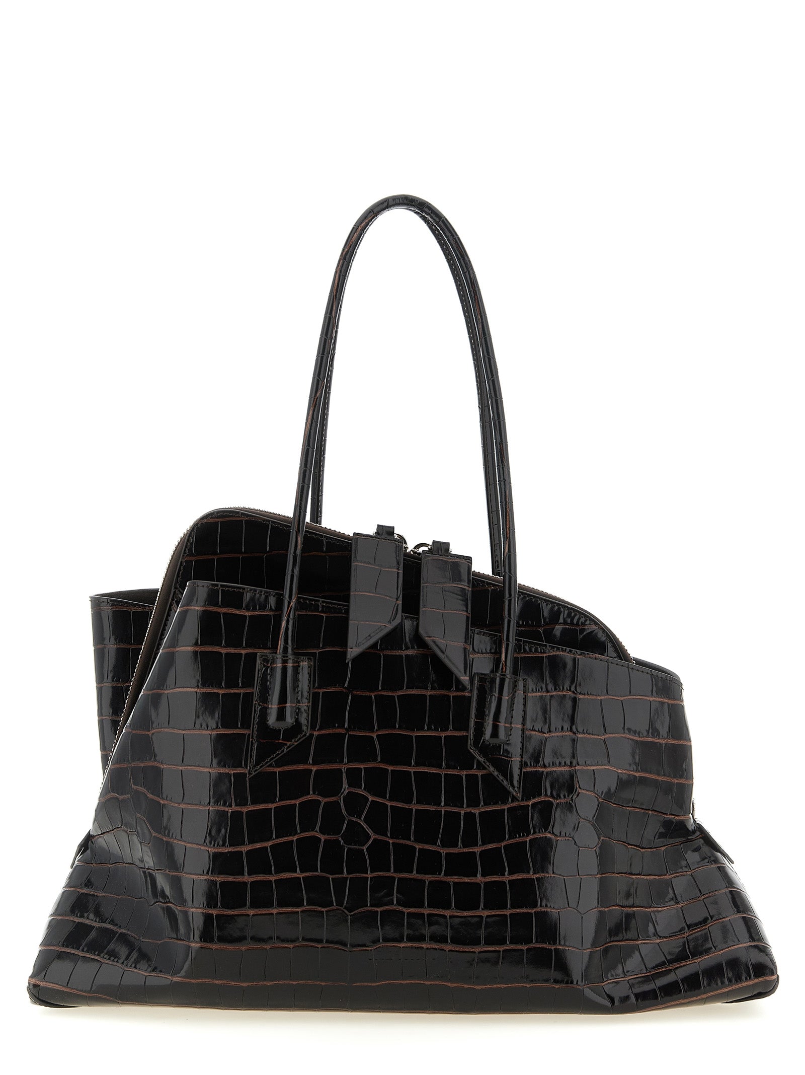 The Attico Dark Brown Calf Leather Shoulder Bag
