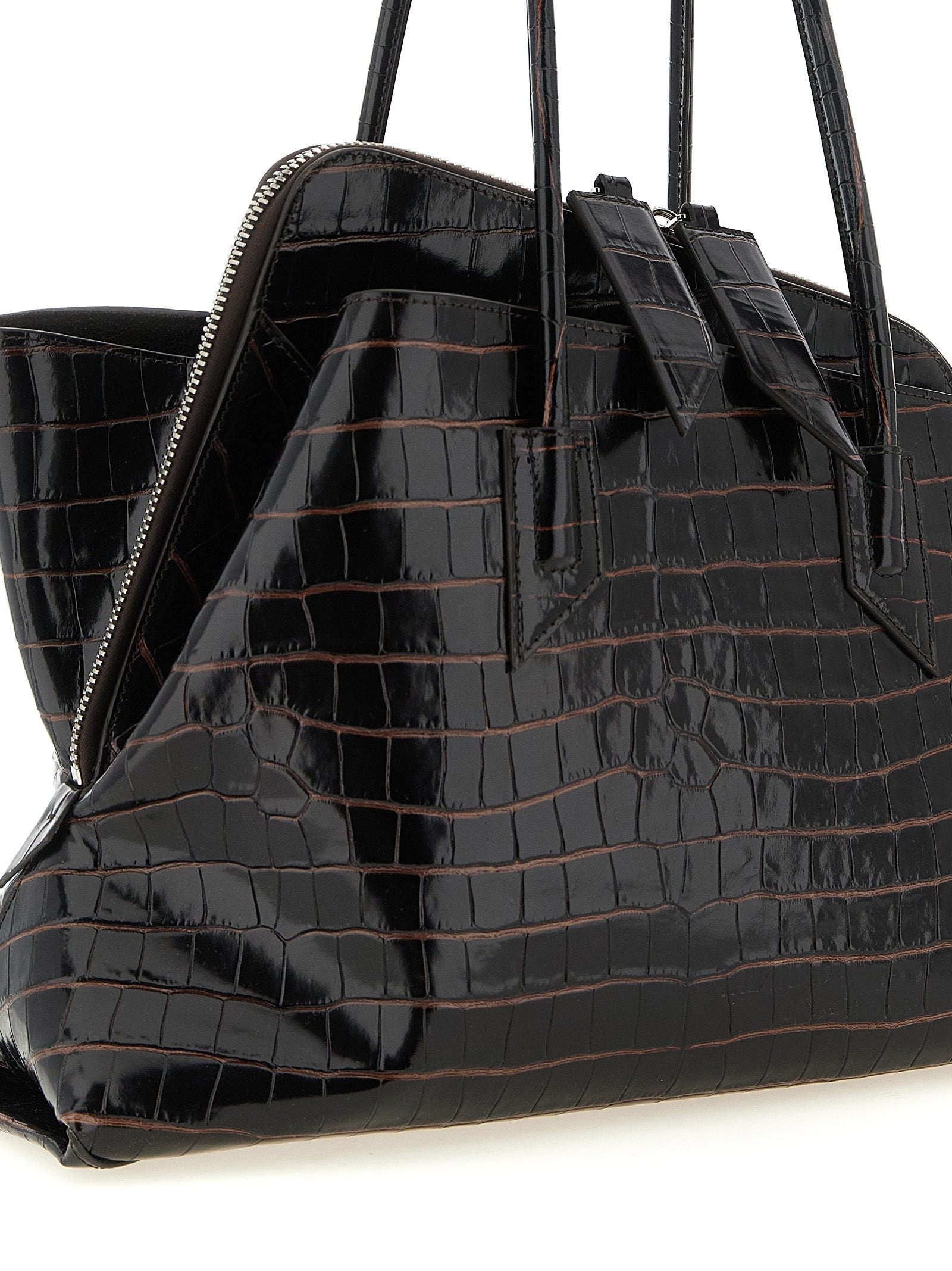 The Attico Dark Brown Calf Leather Shoulder Bag