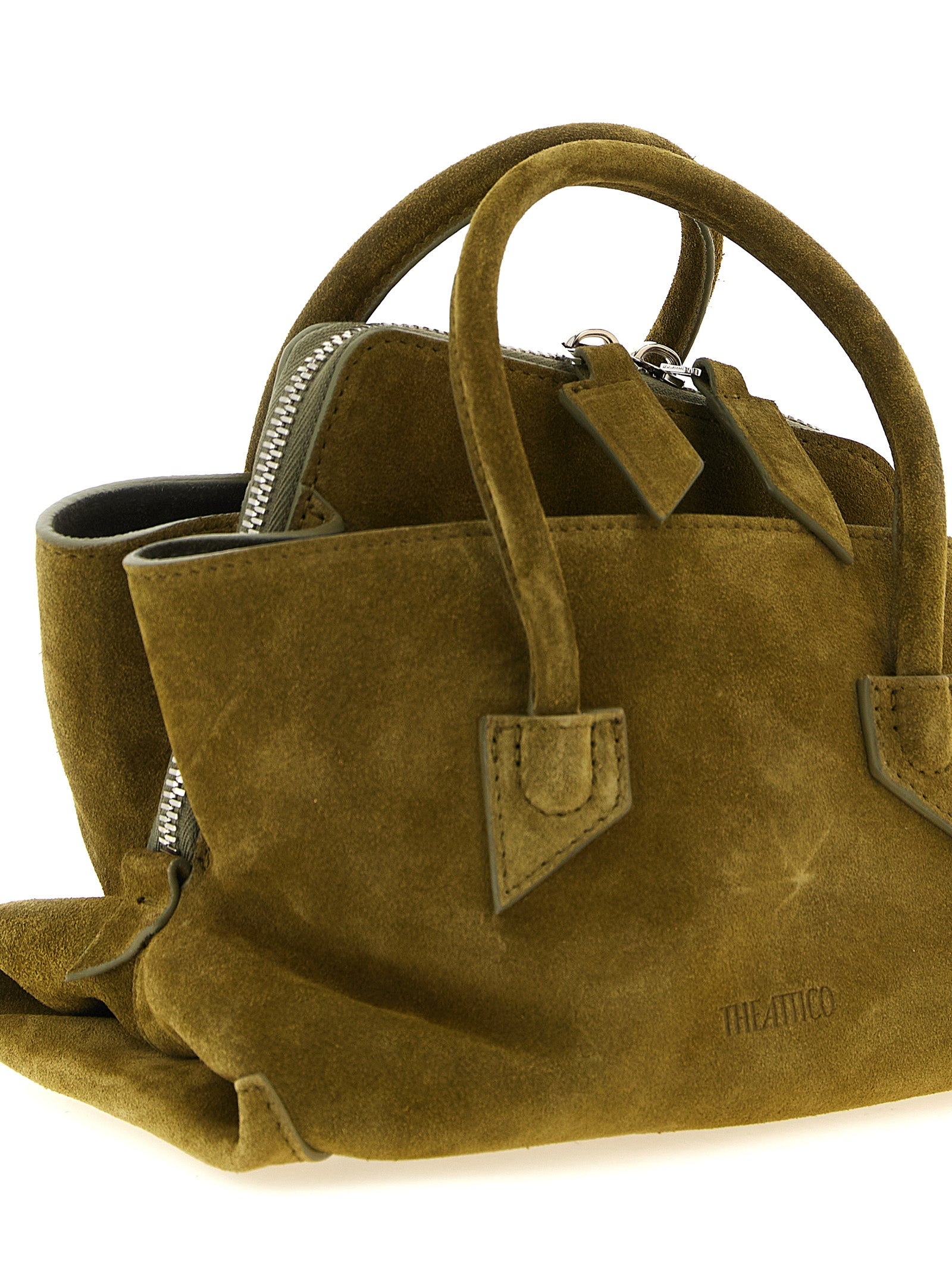 The Attico Olive Green Suede and Leather Handbag