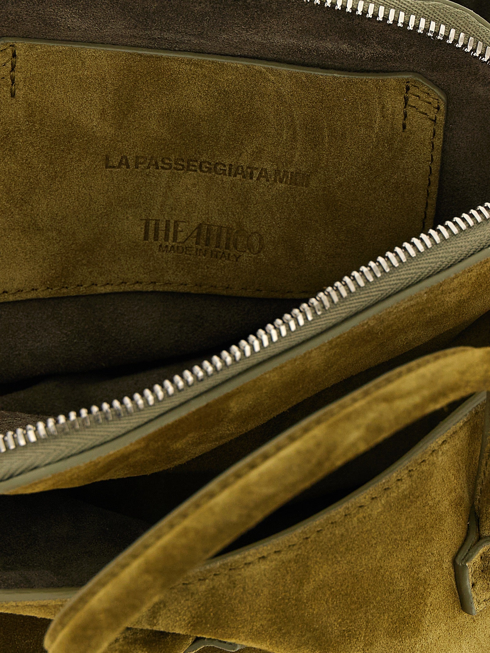 The Attico Olive Green Suede and Leather Handbag