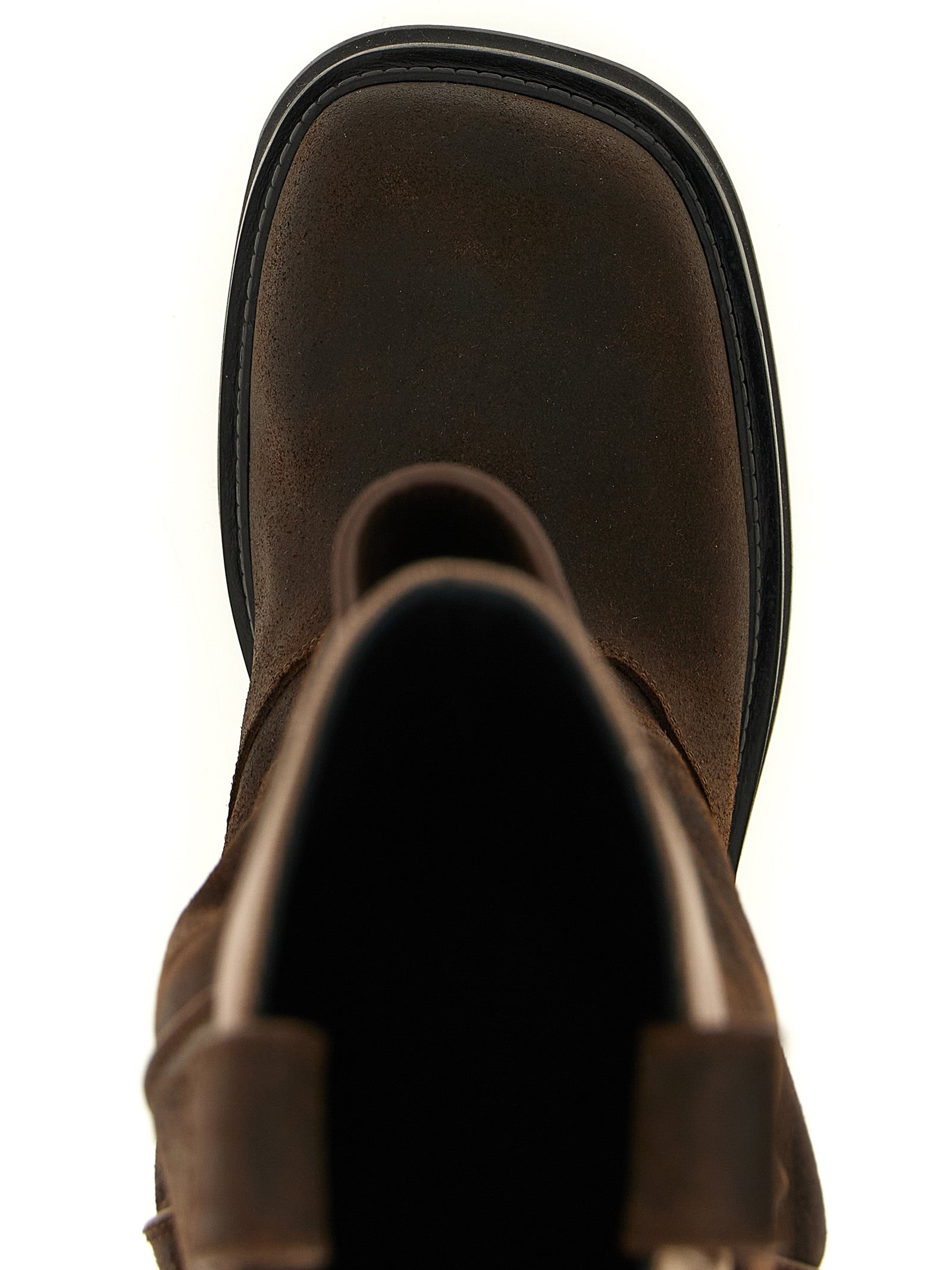 The Attico Brown Suede & Cotton Over The Knee Combat Boots
