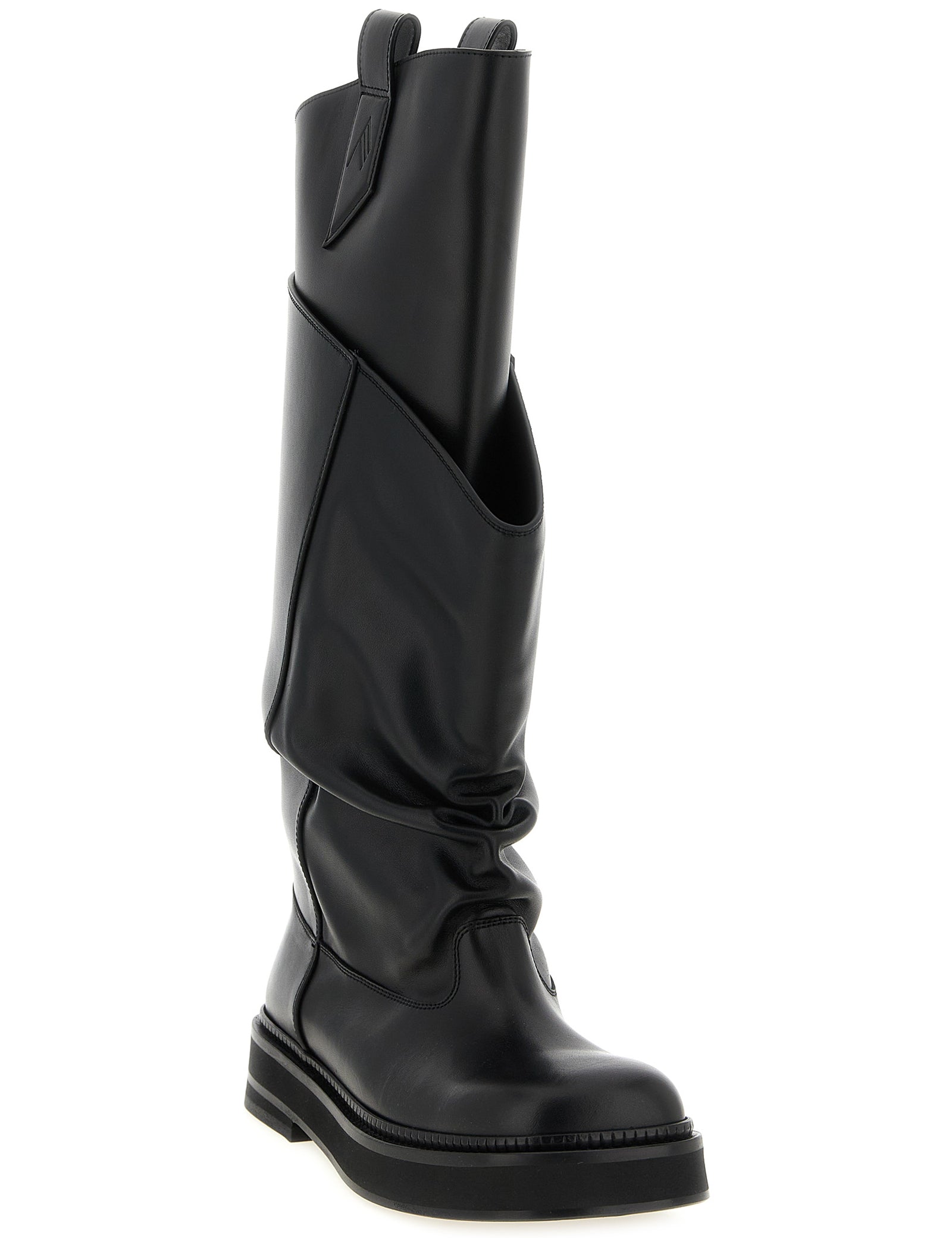 The Attico Black Calfskin Over The Knee Boots