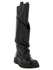 The Attico Black Calfskin Over The Knee Boots