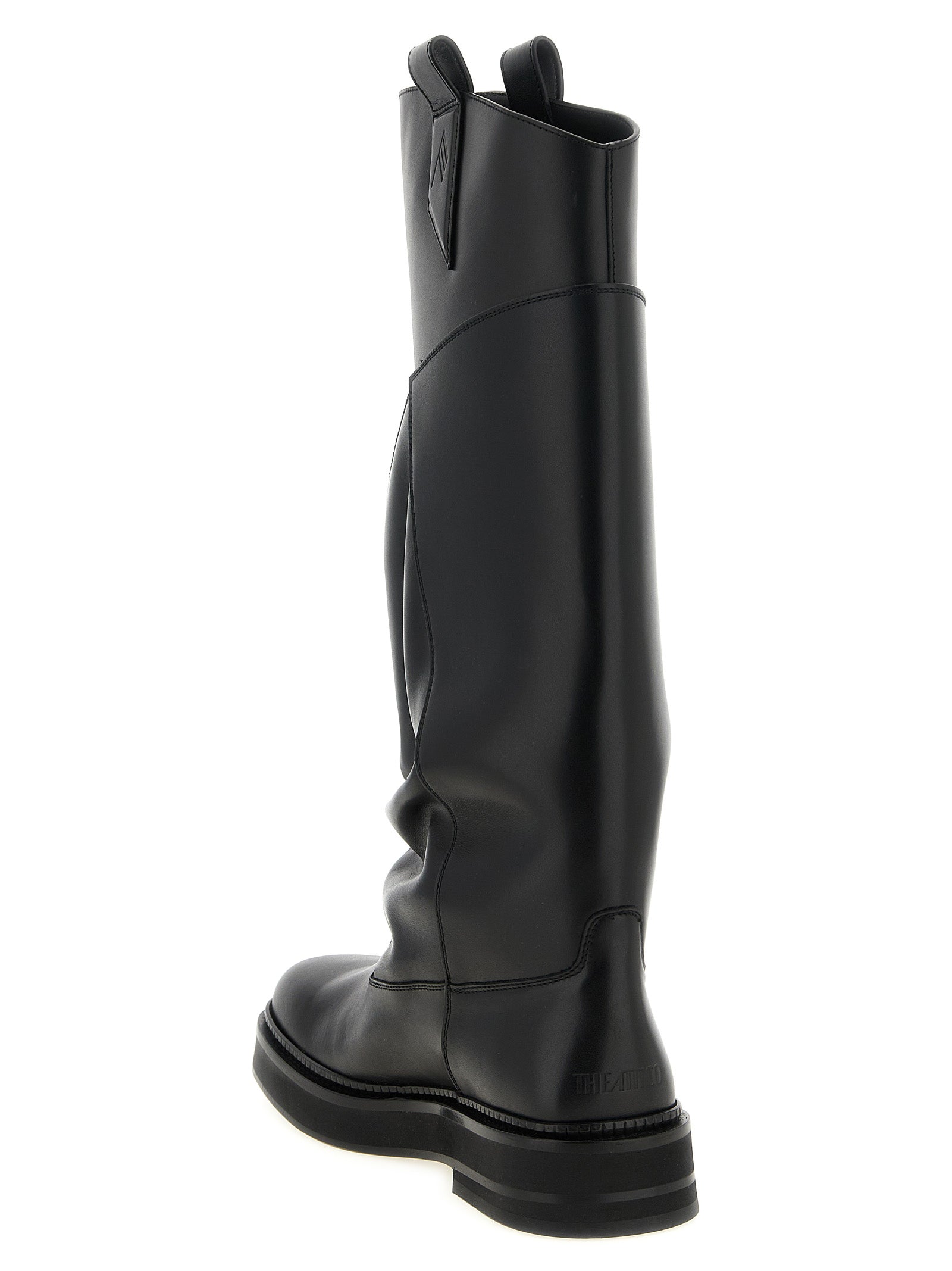The Attico Black Calfskin Over The Knee Boots