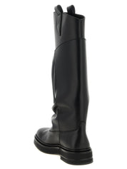 The Attico Black Calfskin Over The Knee Boots