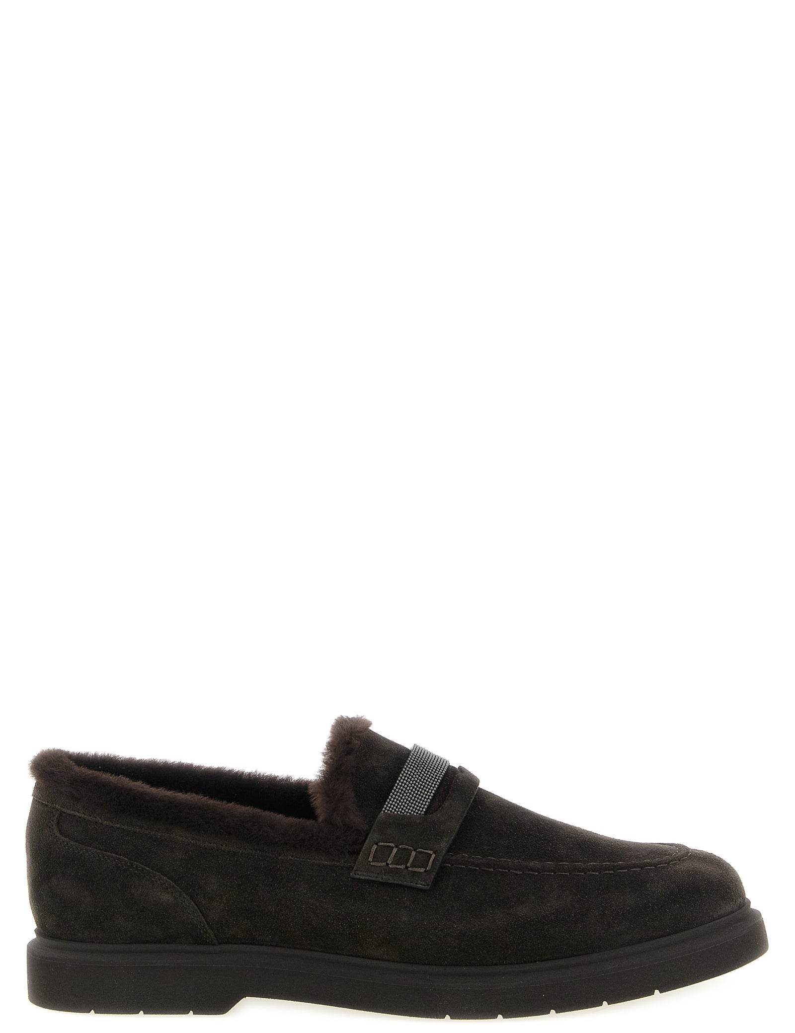 Brunello Cucinelli Brown Calfskin Slip-On Loafers