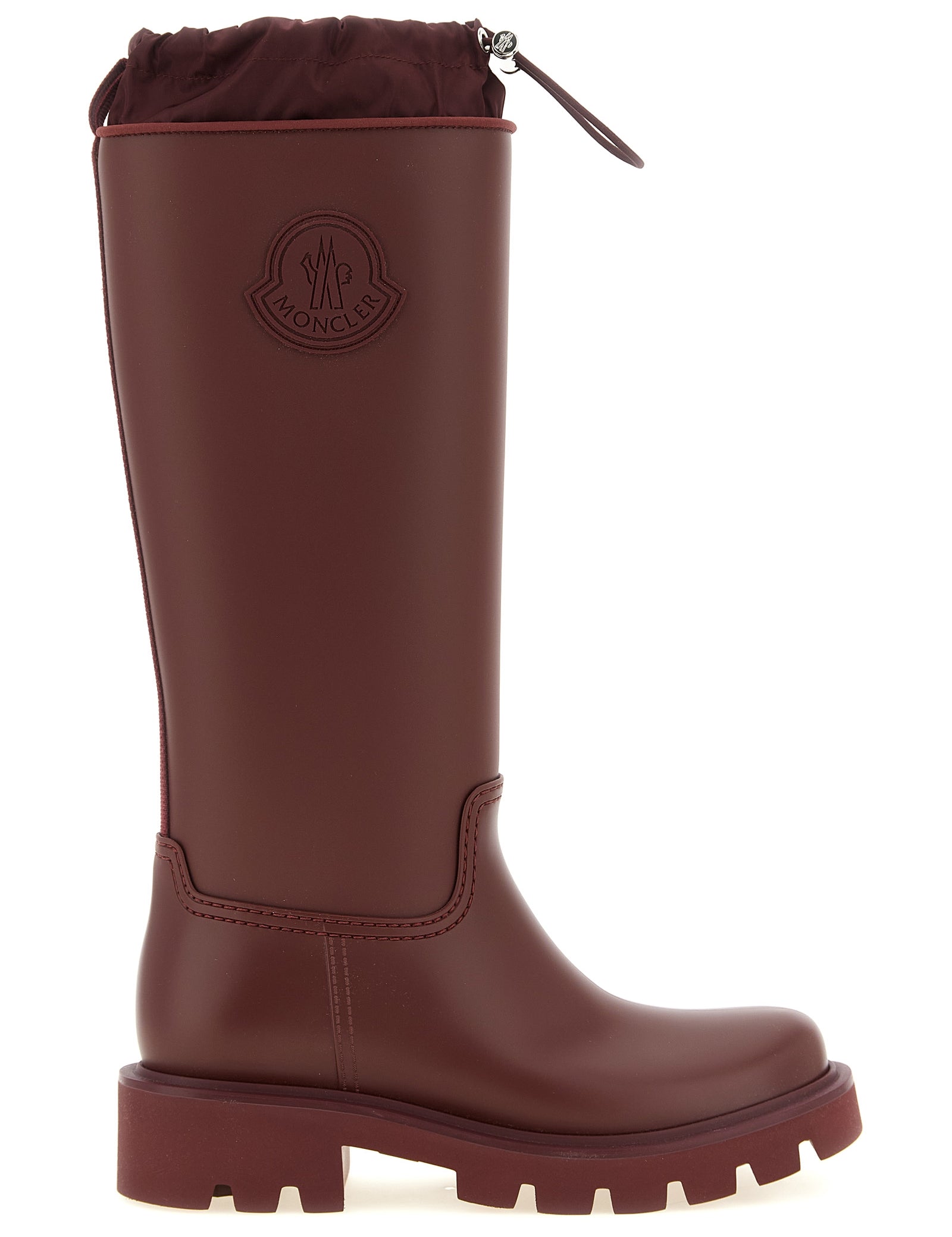 Moncler Bordeaux PVC Nylon Over The Knee Rain Boots