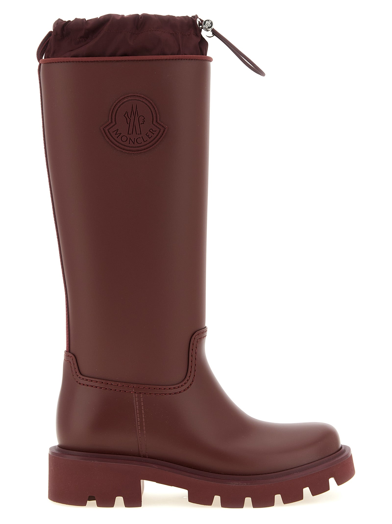 Moncler Bordeaux PVC Nylon Over The Knee Rain Boots