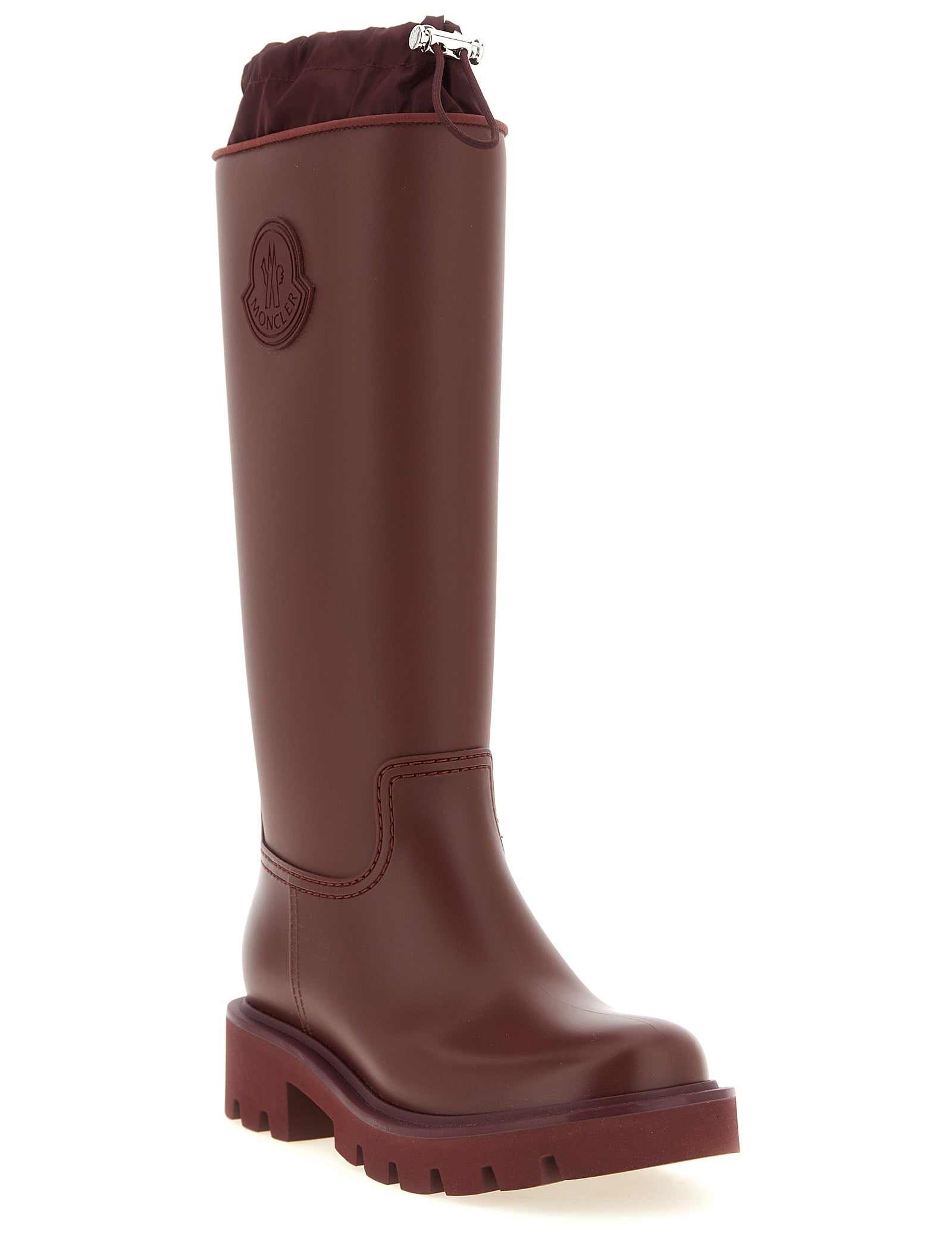 Moncler Bordeaux PVC Nylon Over The Knee Rain Boots