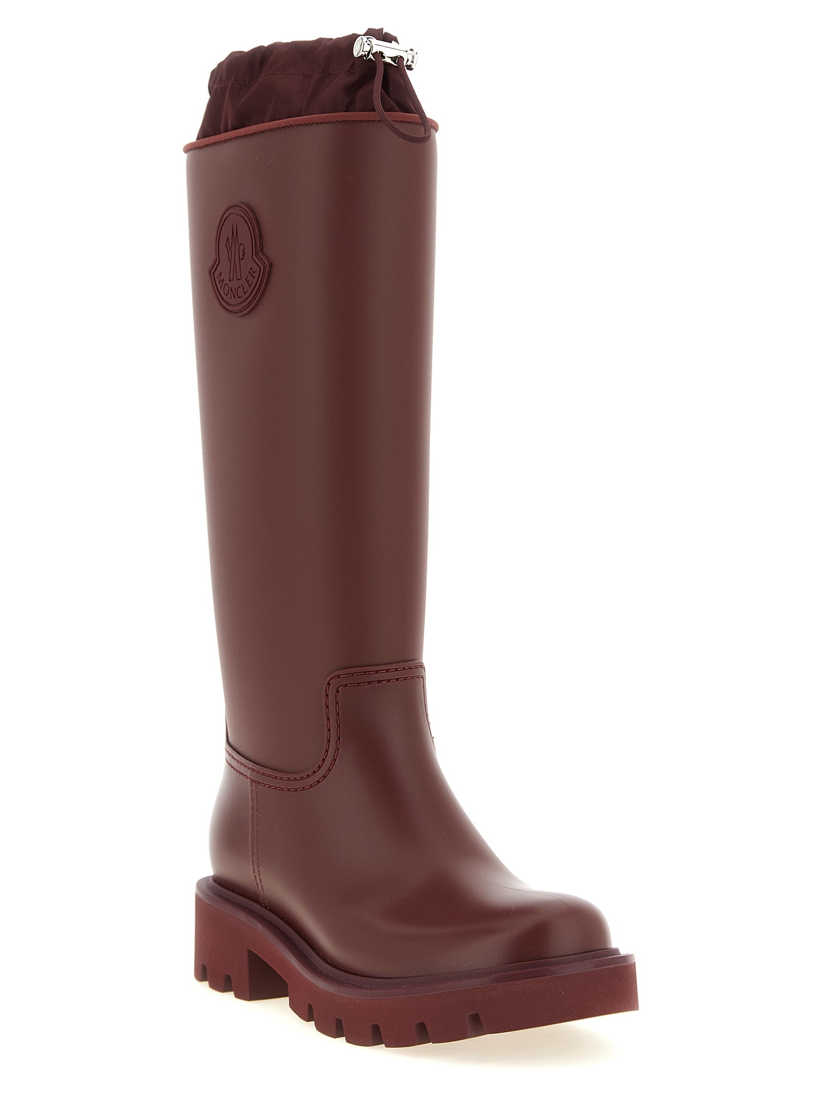 Moncler Bordeaux PVC Nylon Over The Knee Rain Boots