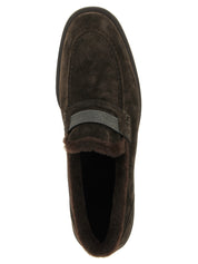 Brunello Cucinelli Brown Calfskin Slip-On Loafers