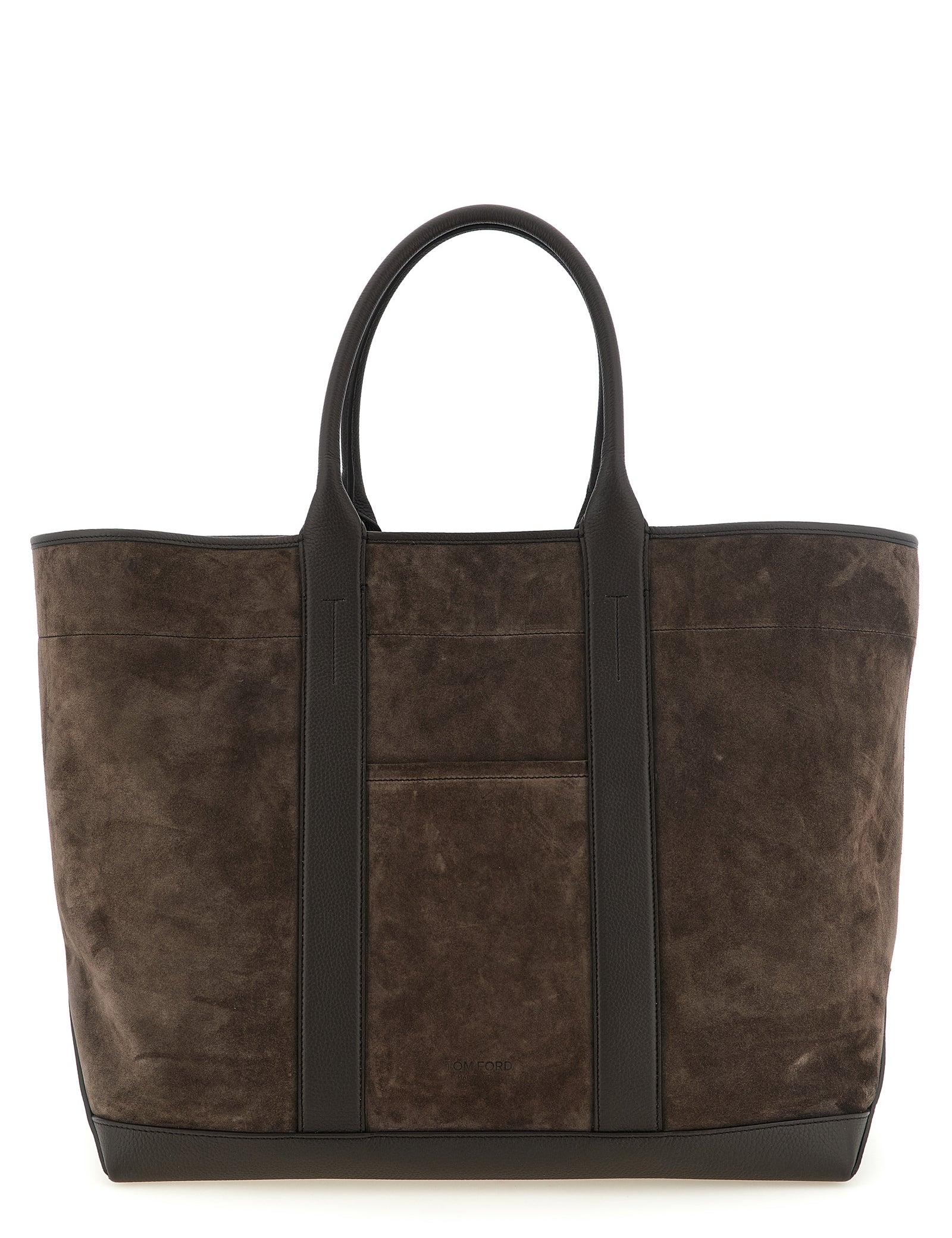 Tom Ford Brown Suede & Hammered Leather Tote Bag
