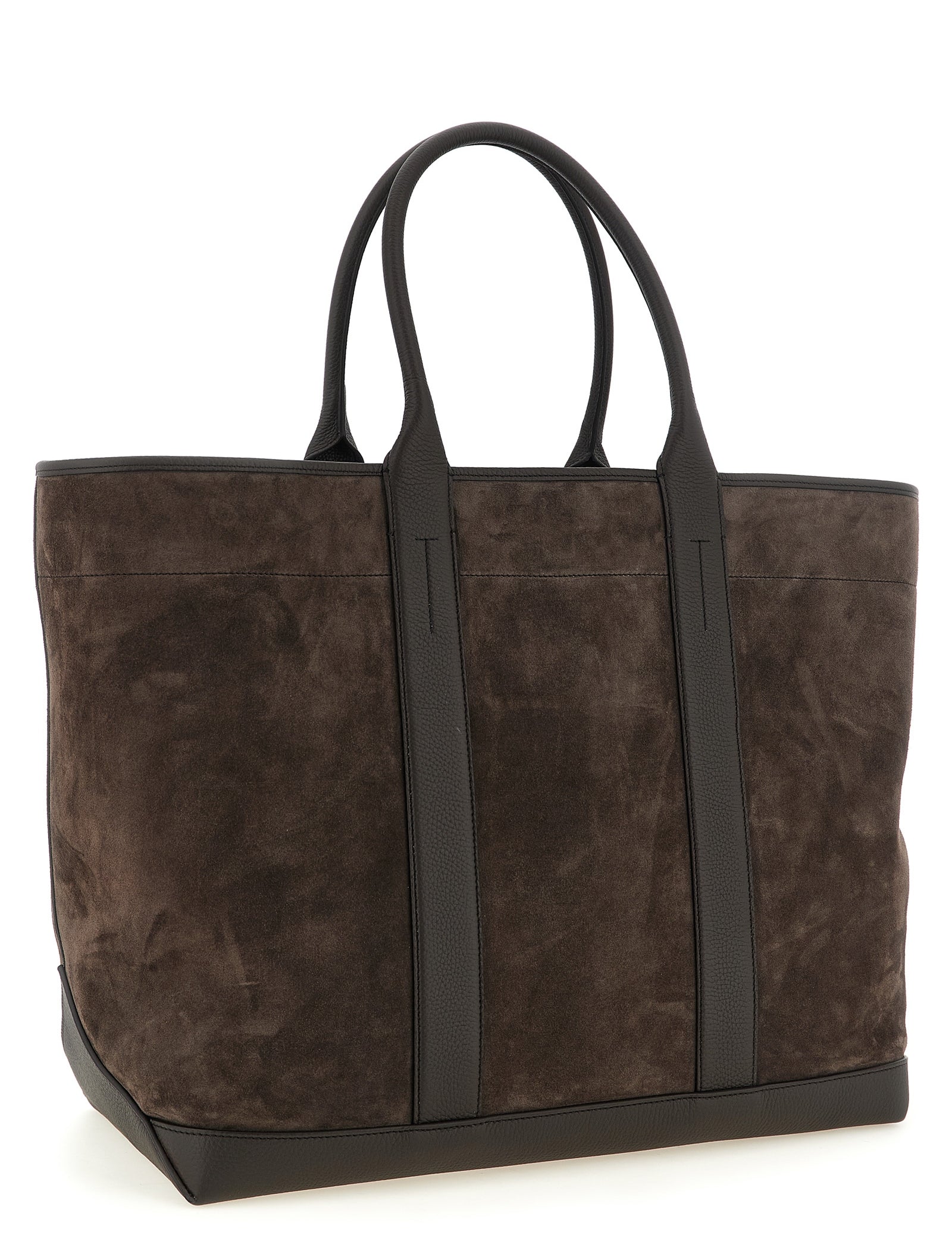 Tom Ford Brown Suede & Hammered Leather Tote Bag