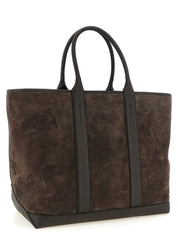 Tom Ford Dark Brown Suede and Hammered Leather Tote Bag