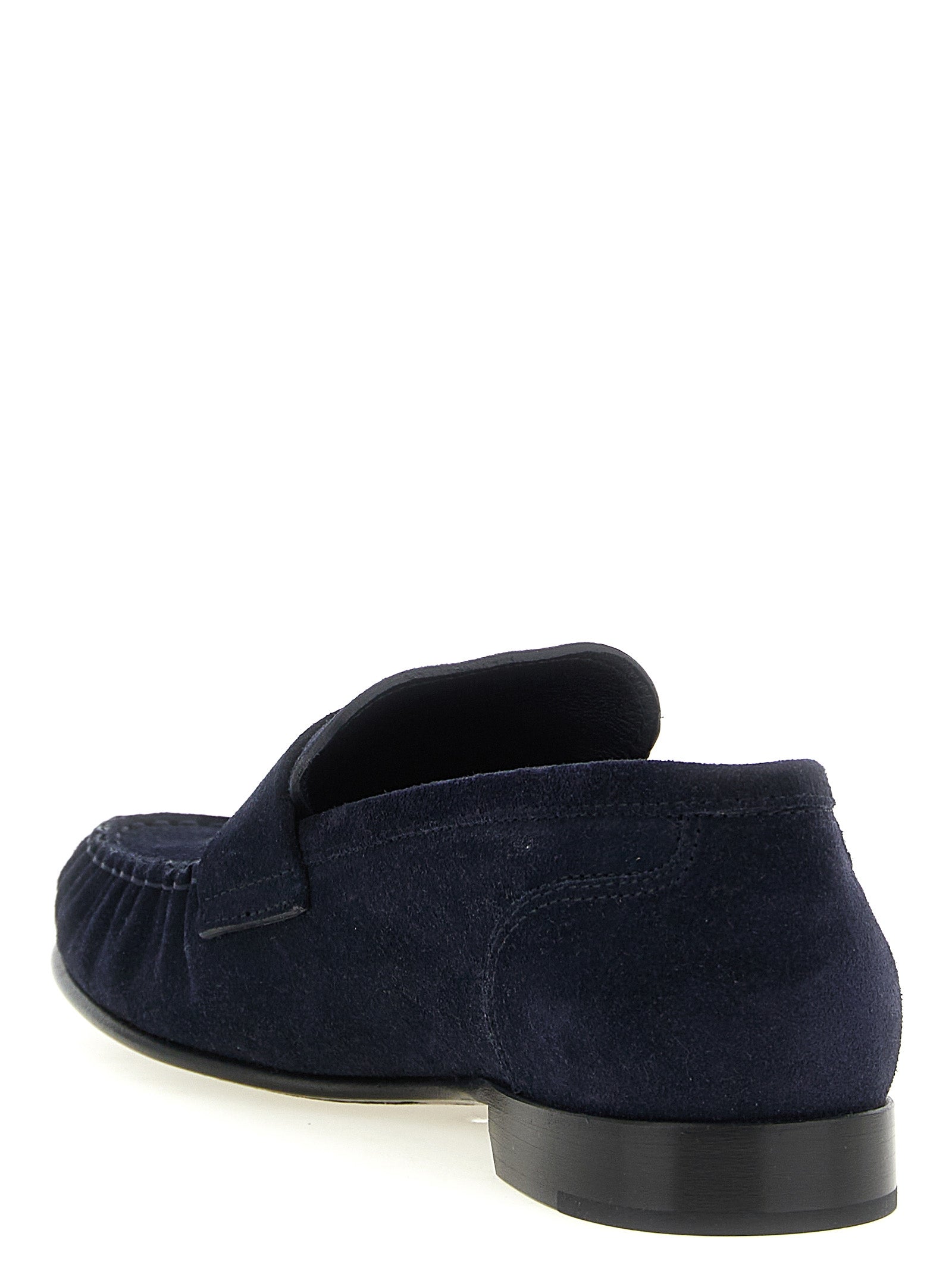 Jimmy Choo Navy Blue Suede Slip-On Loafers