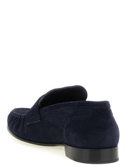 Jimmy Choo Navy Blue Suede Slip-On Loafers