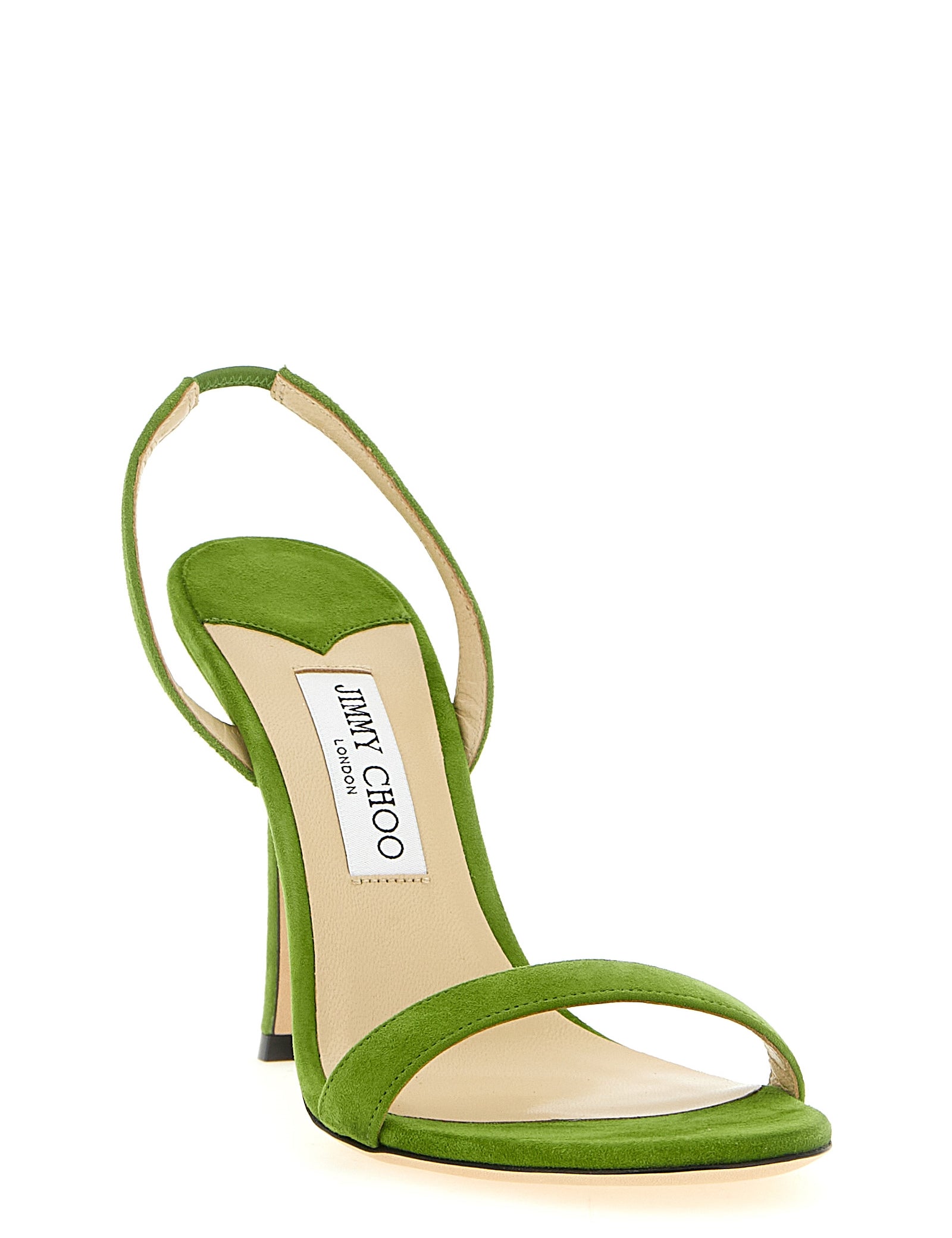 Jimmy Choo Clover Green Suede Stiletto Heel Sandals