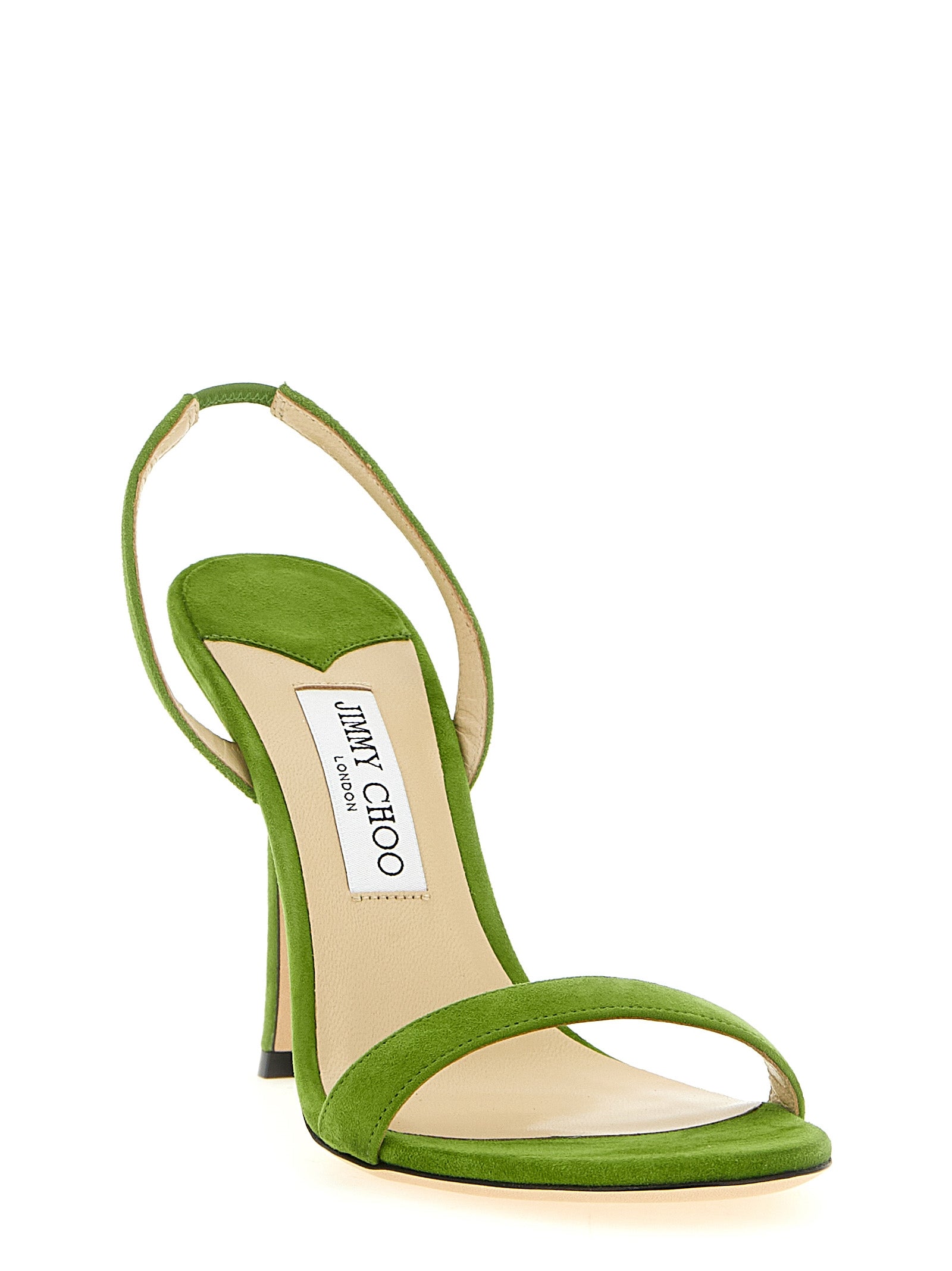 Jimmy Choo Clover Green Suede Stiletto Heel Sandals