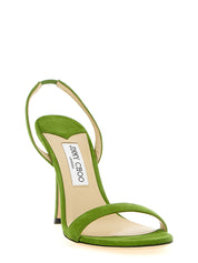 Jimmy Choo Clover Green Suede Stiletto Heel Sandals