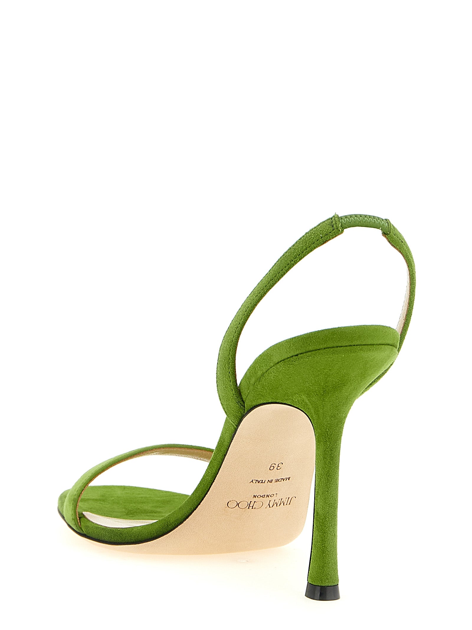 Jimmy Choo Clover Green Suede Stiletto Heel Sandals