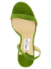 Jimmy Choo Clover Green Suede Stiletto Heel Sandals