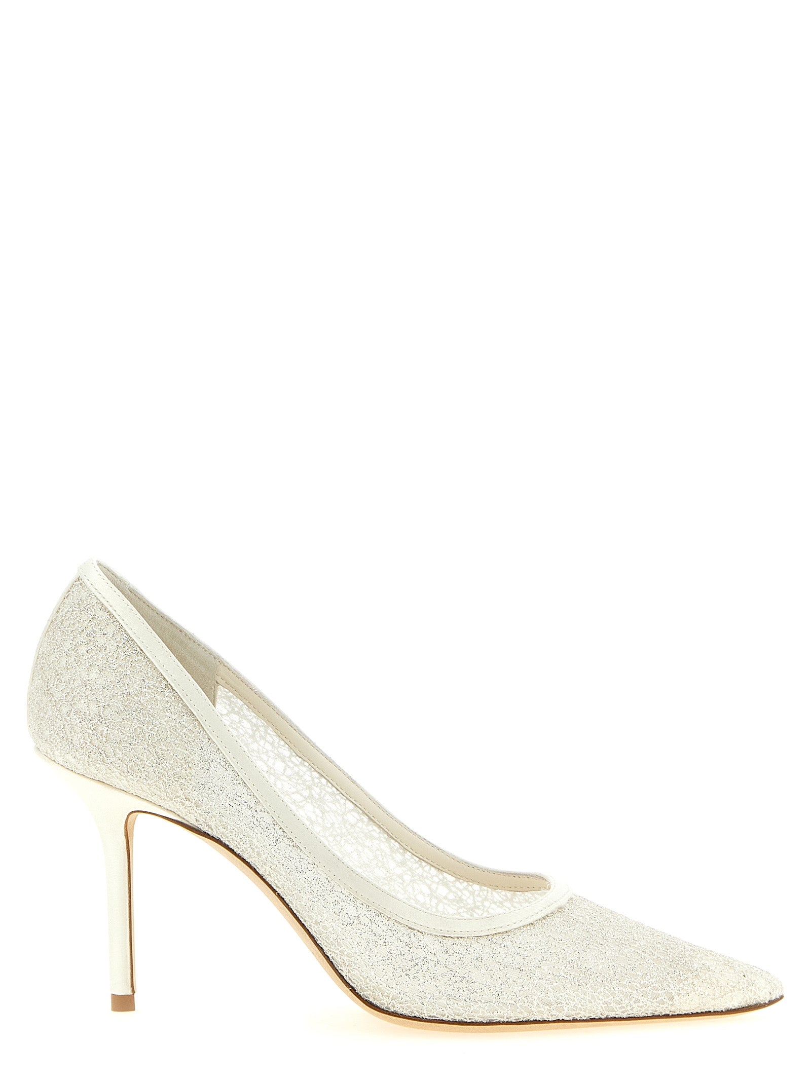 Jimmy Choo White Tencel High-Heel Pumps
