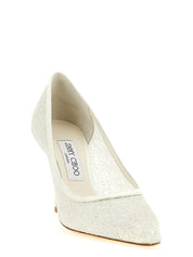 Jimmy Choo White Tencel High-Heel Pumps
