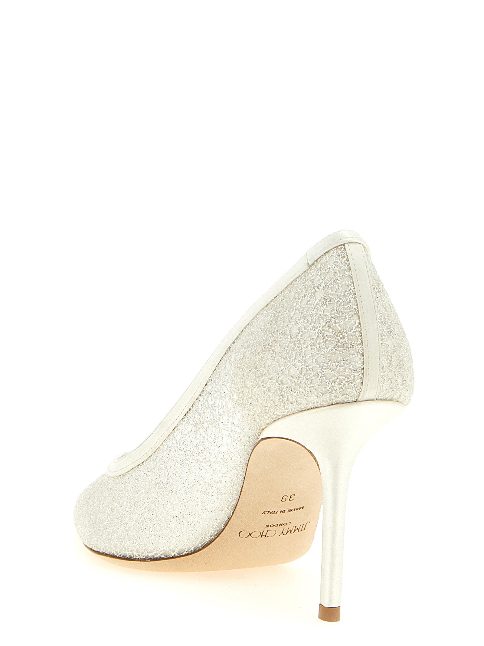 Jimmy Choo White Tencel High-Heel Pumps